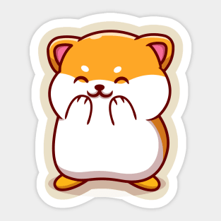 Cute Hamster Laughing Cartoon Sticker